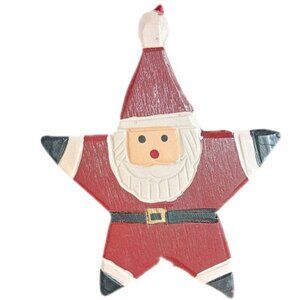 4” Wood Star Santa Claus Christmas Ornament